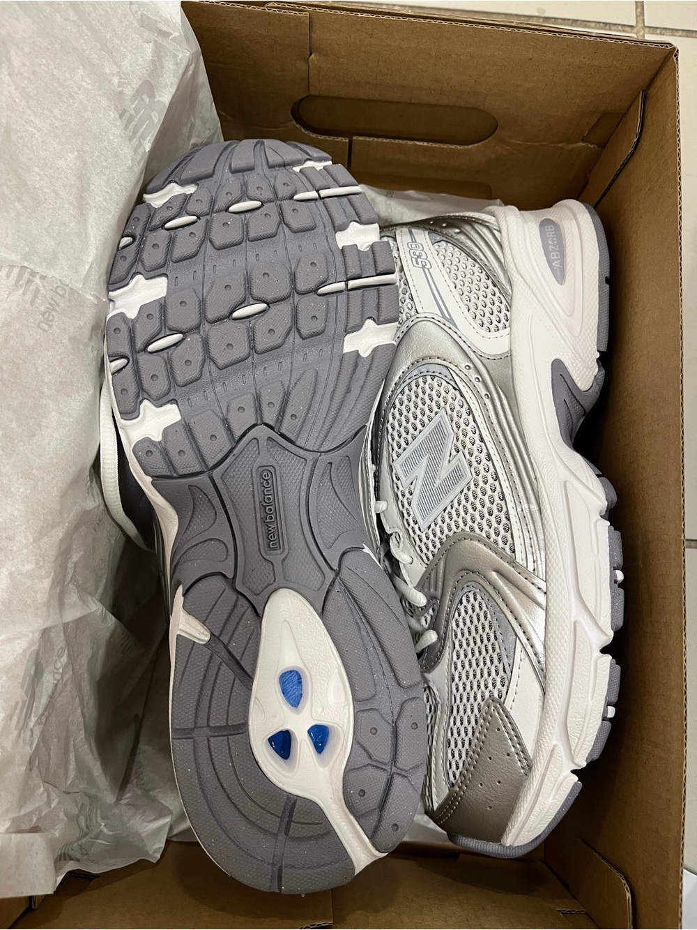 Brand new, never worn | New Balance Women's Silver and White Athletic Sneakers - Picture 6 of 11